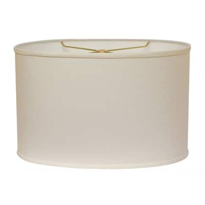 HomeRoots18" White Throwback Oval Linen Lampshade - 18
