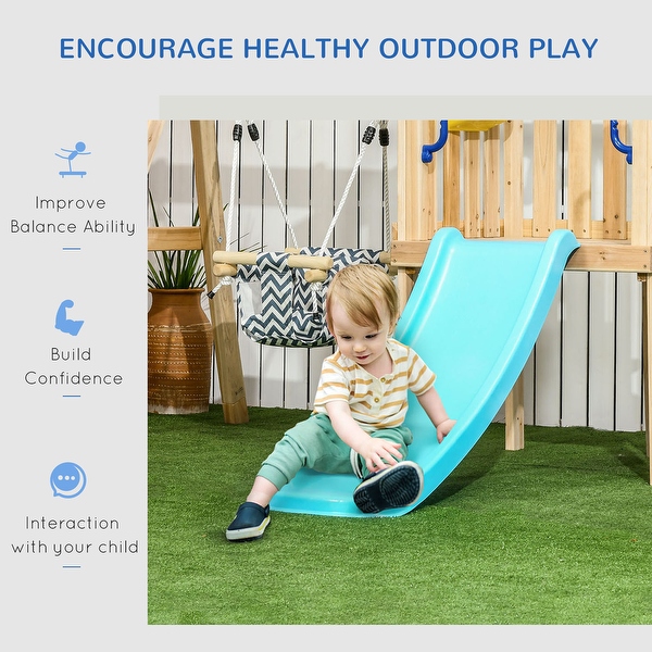 Outsunny 3 in 1 Wooden Swing Set with Slide Baby Swing Seat Fort Wheel Telescope Mailbox 1.5 4 Years Old 67 x79 x46.5 On Sale Bed Bath Beyond 37159593