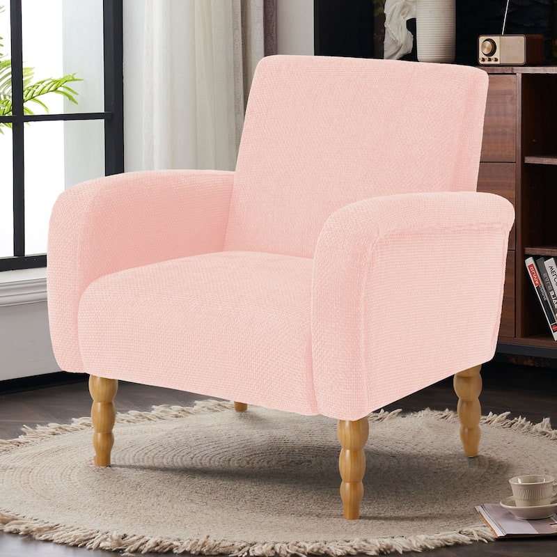 Fabric Armchair Accent Chair with Arms & Wood Legs