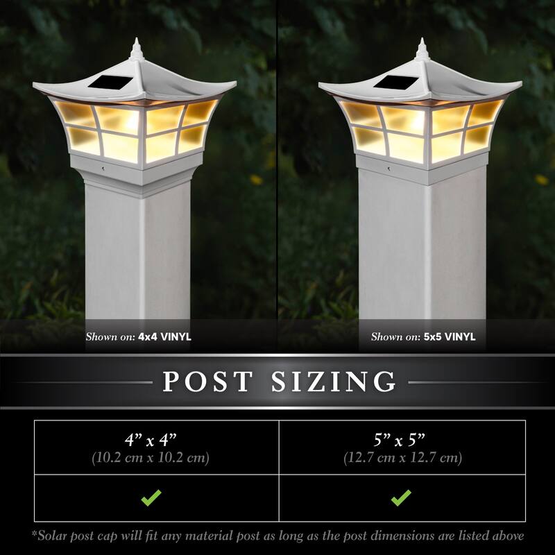 Classy Caps 5x5 White PVC Ambience Solar Post Cap (Set of 2)