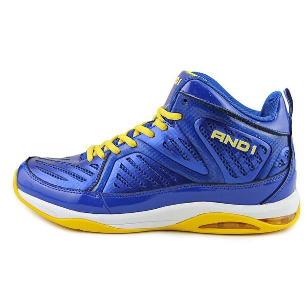 blue and yellow basketball shoes