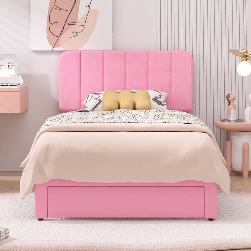 Javlergo Upholstered Platform Bed Frame with Storage Drawers and Adjustable Headboard, No Box Spring Needed