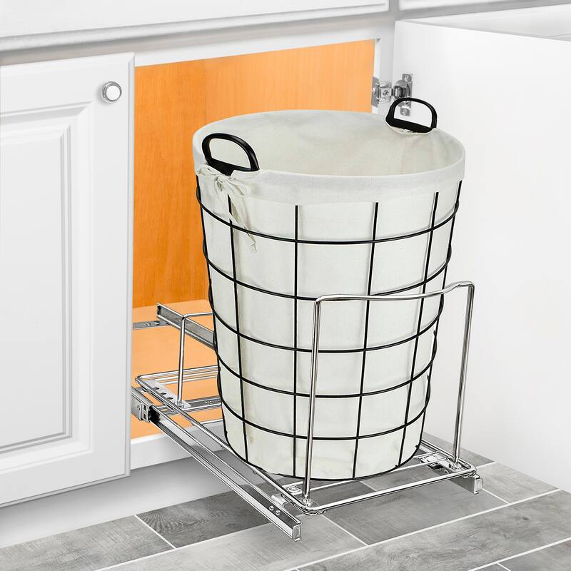 LYNK PROFESSIONAL® Pull Out Trash Can Under Cabinet - Under Sink Trash Can Storage (Trash Can Not Included) - Chrome
