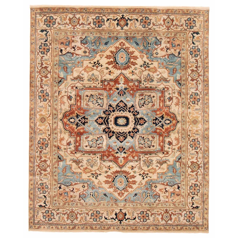 ECARPETGALLERY Hand-knotted Jules Sultane Ivory Wool Rug - 7'9 x 9'8 - Ivory - 7'9 x 9'8
