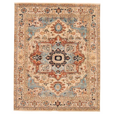 ECARPETGALLERY Hand-knotted Jules Sultane Ivory Wool Rug - 7'9 x 9'8