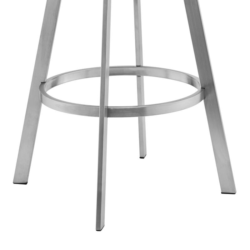 Grey Faux Leather Swivel Counter Bar Chair with Arms and Footrest - 20” x 20” x 34” (D x W x H)