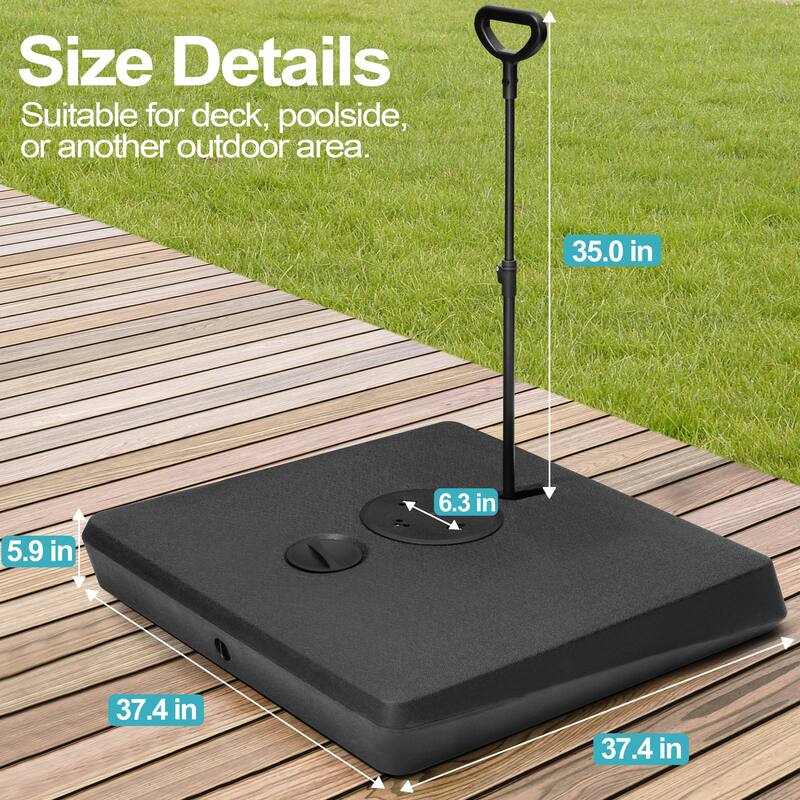 Pellebant 300 lbs Patio Cantilever Umbrella Base with Wheels and Rod
