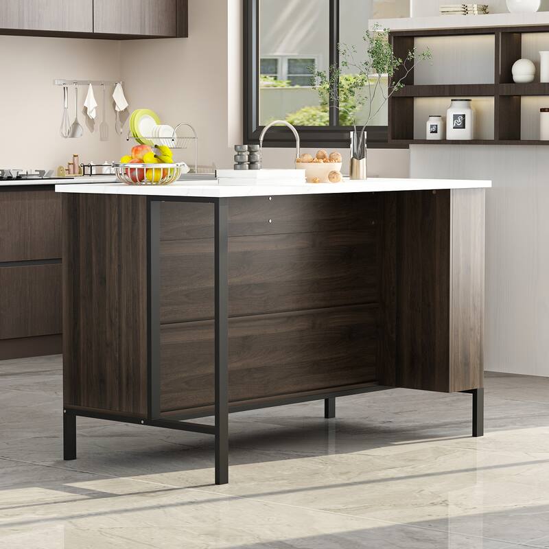 Kitchen Island w/Storage Island Table Kitchen Table w/Large Workspace