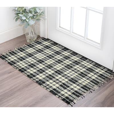 HomeRoots Plaid Lodge Rectangle Area Rug