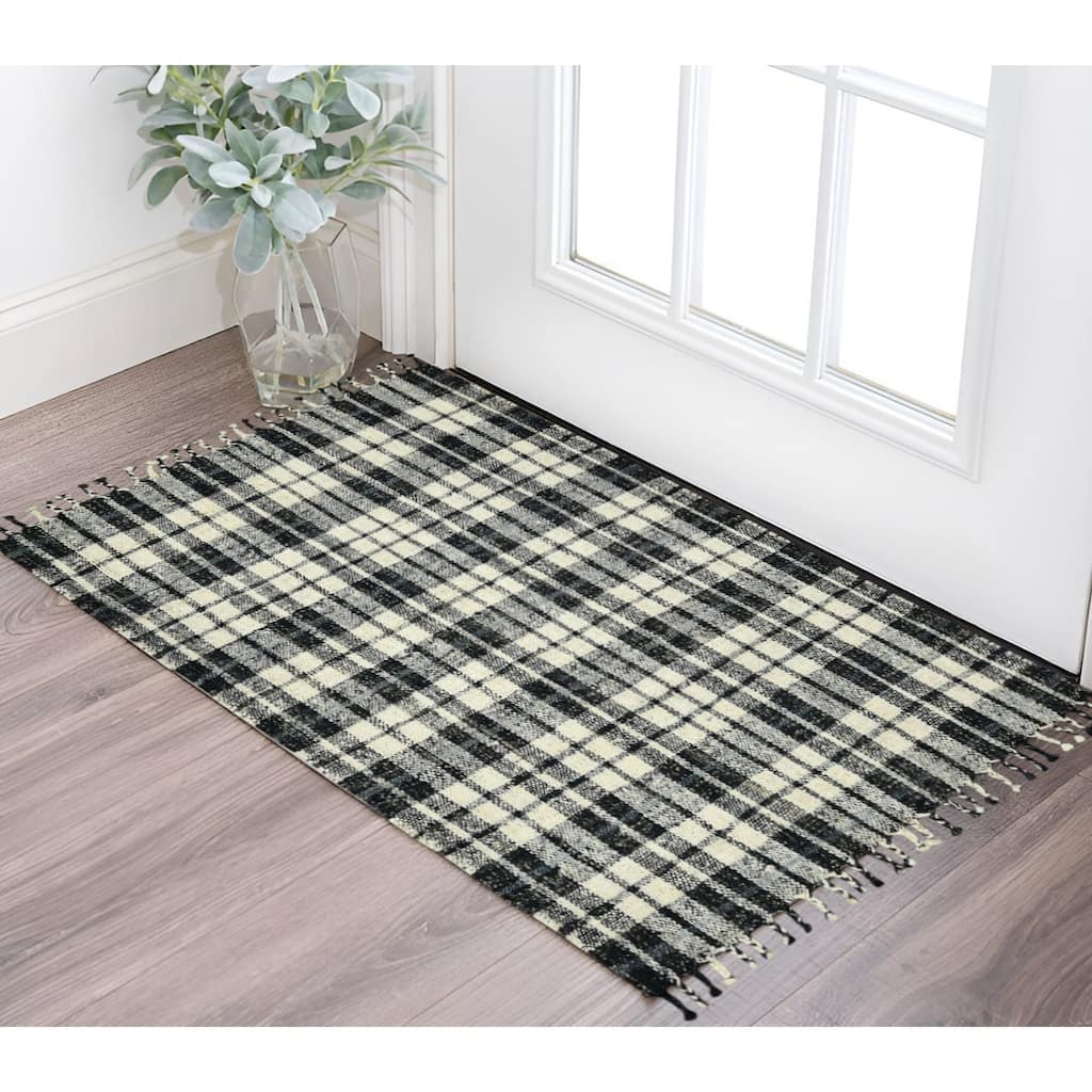HomeRoots Plaid Lodge Rectangle Area Rug