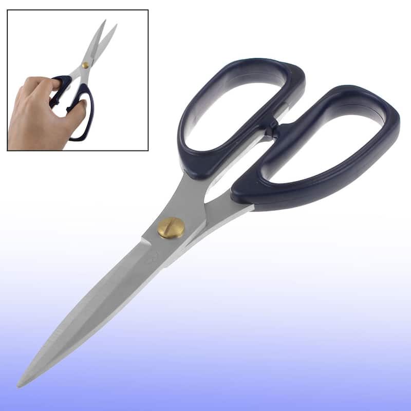Home Blue Handle Metal Blade Paper Straight Scissors 7.5" Length - 190mm