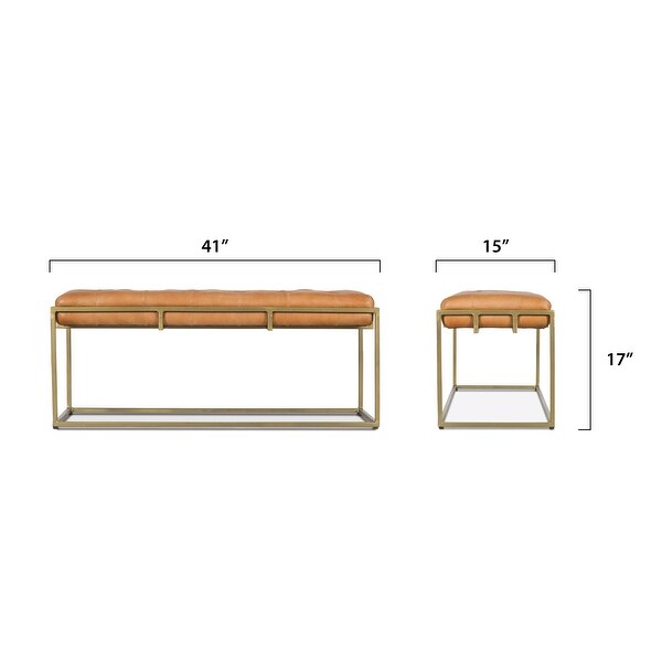 EdgeMod Glam Metal and Tufted Leather Curio Bench
