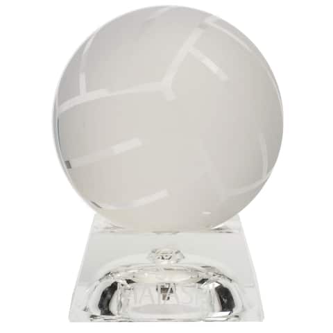 Matashi Crystal Paperweight with Etched Volley Ball Ornament with Lighted Trapezoid Base