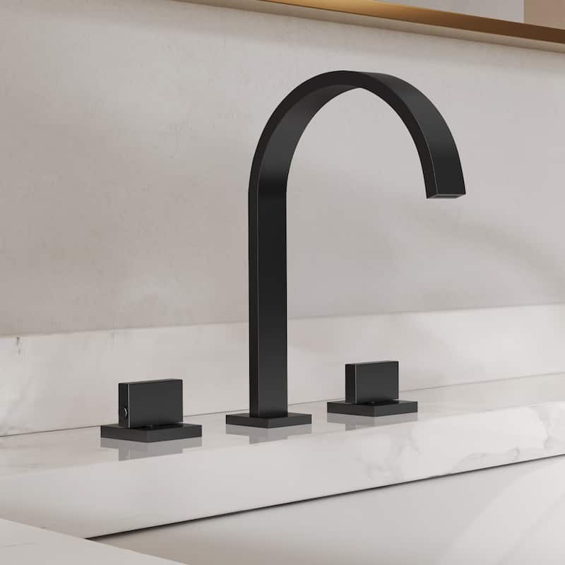 GRANDJOY High Arc Double Handle Bathroom Sink Faucet with Drain
