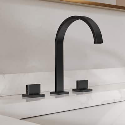 GRANDJOY High Arc Double Handle Bathroom Sink Faucet with Drain