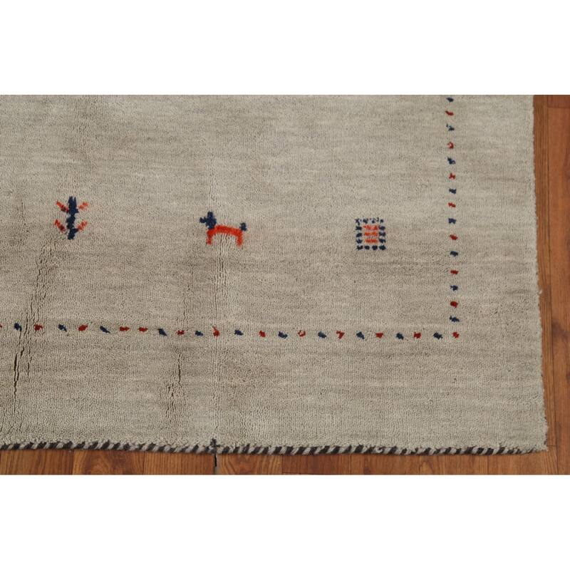 Animals Tribal Gabbeh Oriental Accent Rug Handmade Wool Carpet - 3'11"x 5'10"