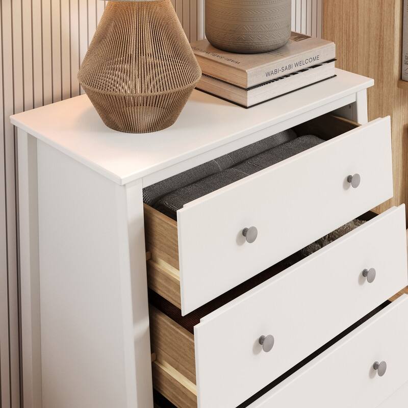 Jela Solid Wood 4 Drawer Dresser - White - White