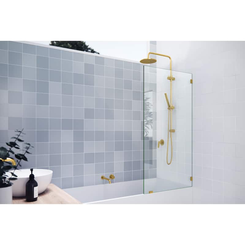 Glass Warehouse 58.25" x 29" Frameless Shower Bath Fixed Panel