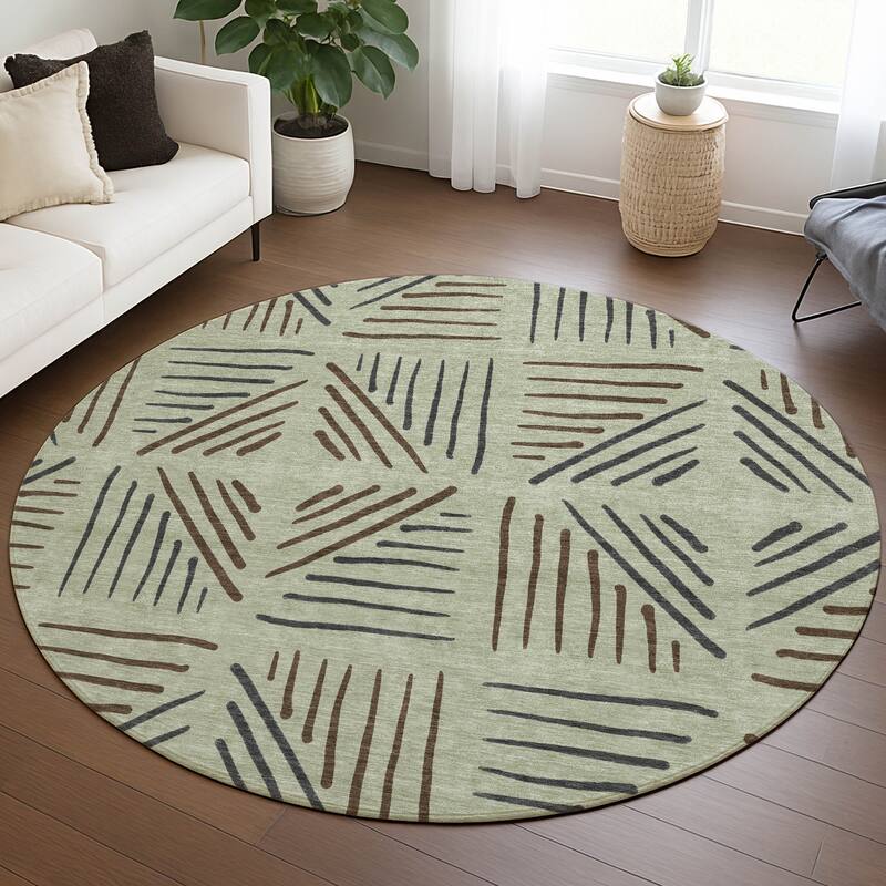 Machine Washable Indoor/ Outdoor Geo Dia Chantille Rug