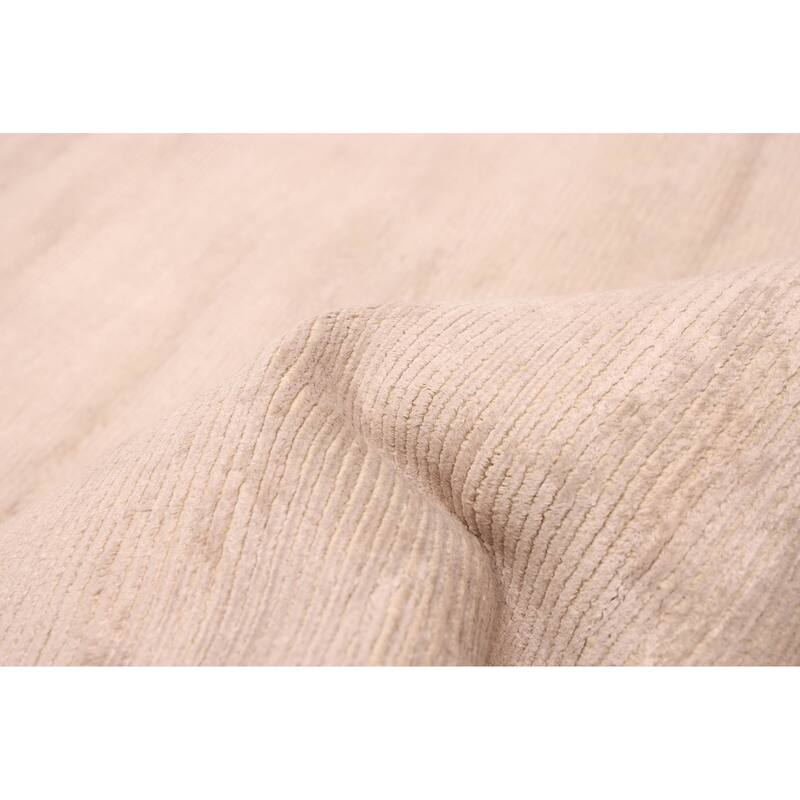 ECARPETGALLERY Hand Loomed Shimmer Beige Viscose Rug - 6'6 x 10'0