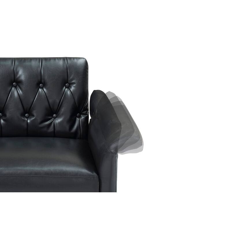 67.71-In Faux Leather Convertible Sofa,Living Room Couches with Adjustment Armres 