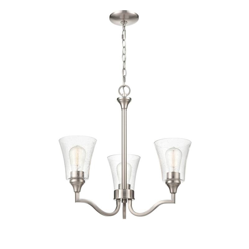 Millennium Lighting Caily 3 Light Chandelier in Brushed Nickel or Matte Black with Seeded Glass Shades
