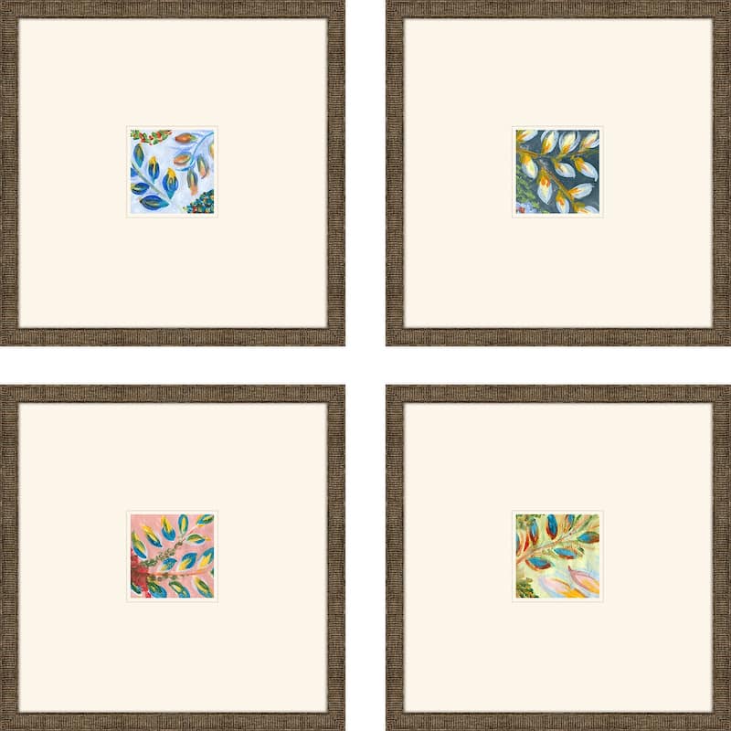 Botanica III S/4 Framed Art Exclusive Giclee Under Glass - Blue - 16 X 16 X 1