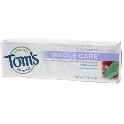 Tom S Of Maine Whole Care With Fluoride Natural Toothpaste Wintermint 4 7 Oz Overstock 11734709