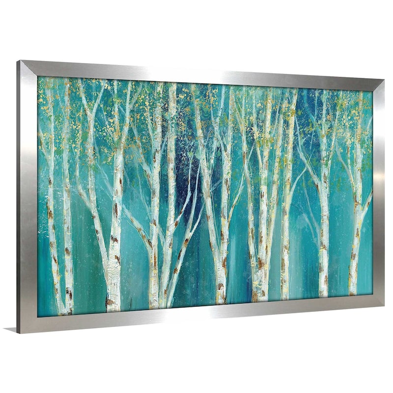 "Birch on Blue (Horizontal)" by Nan Print on Acrylic