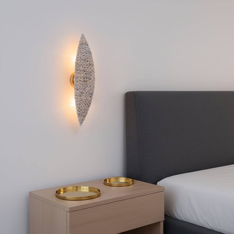 Ele 2-Light Modern Coastal Natural Rattan Sconce (2 Pack)