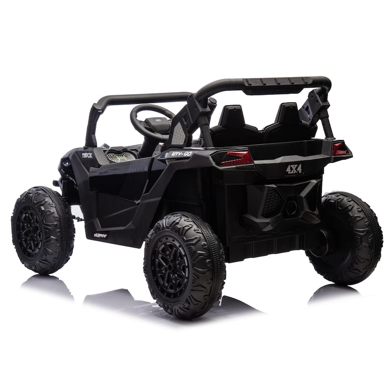 Electric Vehicle for Kids with Parent Remote Control, Black Ride on Car with Seat Belt, Off-Road Vehicle with Battery Indicator