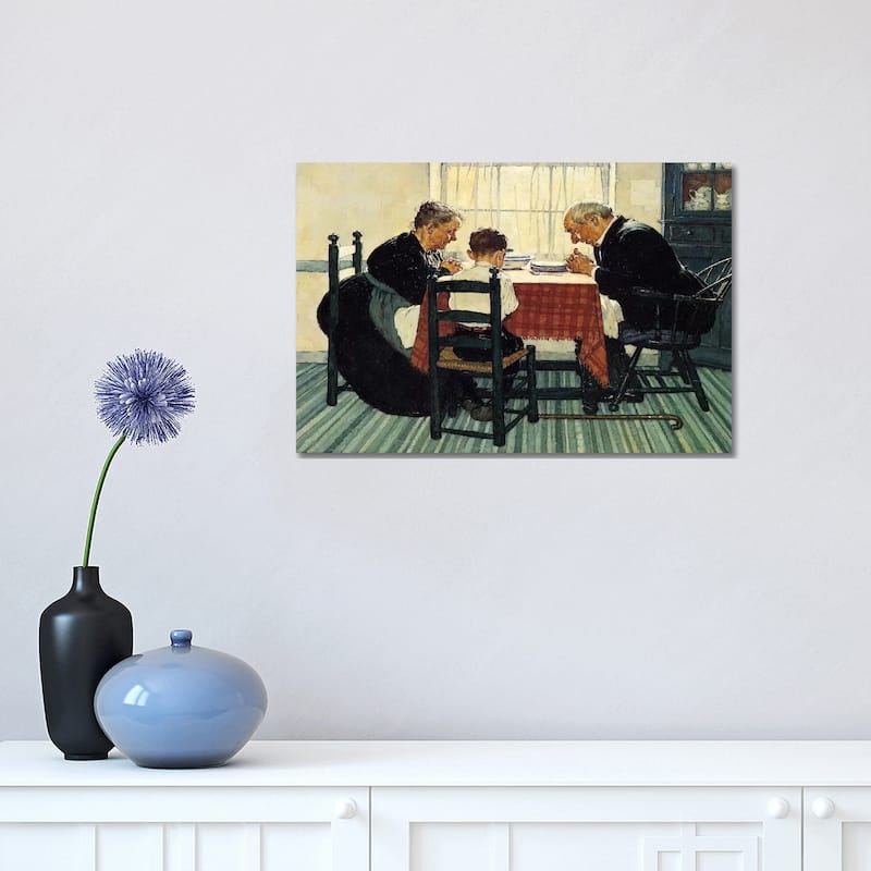 iCanvas "Family Grace (Pray)" by Norman Rockwell Canvas Print - 12x18x1.5