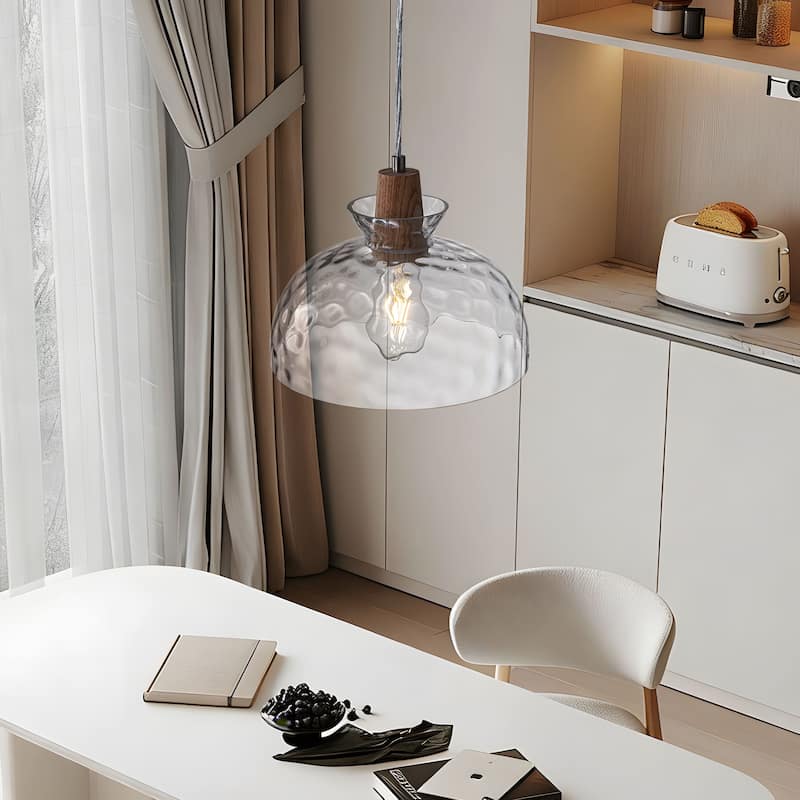 Starsky 1-Light Modern Hammered Ripple Glass Pendant
