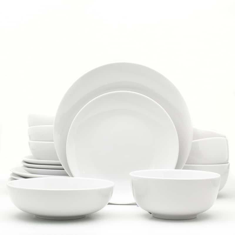Euro Ceramica 16 Piece / 32 Piece White Essential Porcelain Dinnerware Set - Service for 4 - 16 Piece
