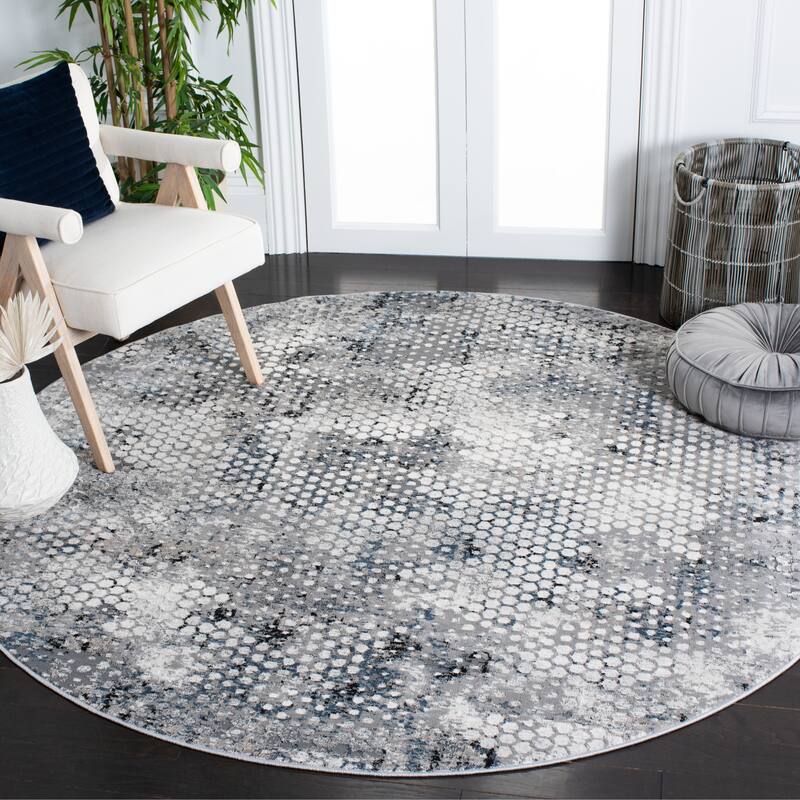 SAFAVIEH Invista Vanessa Modern Abstract Rug - 6'7" Round - Beige/Grey
