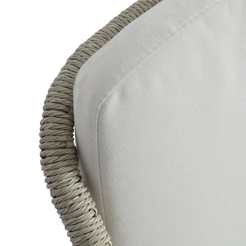 Beige Grey Outdoor Rattan Dining Chairs Set of 2 with Iron Frame, Side Chair Reception Chair Leisure Chair