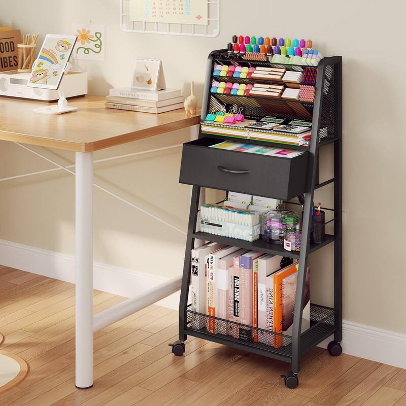 3 Tier Rolling Cart - 34.7"D x 9.3"W x 16.9"H