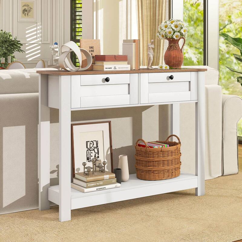 Costway Console Table with 2 Drawers 42" Long Entryway Table with - See Details
