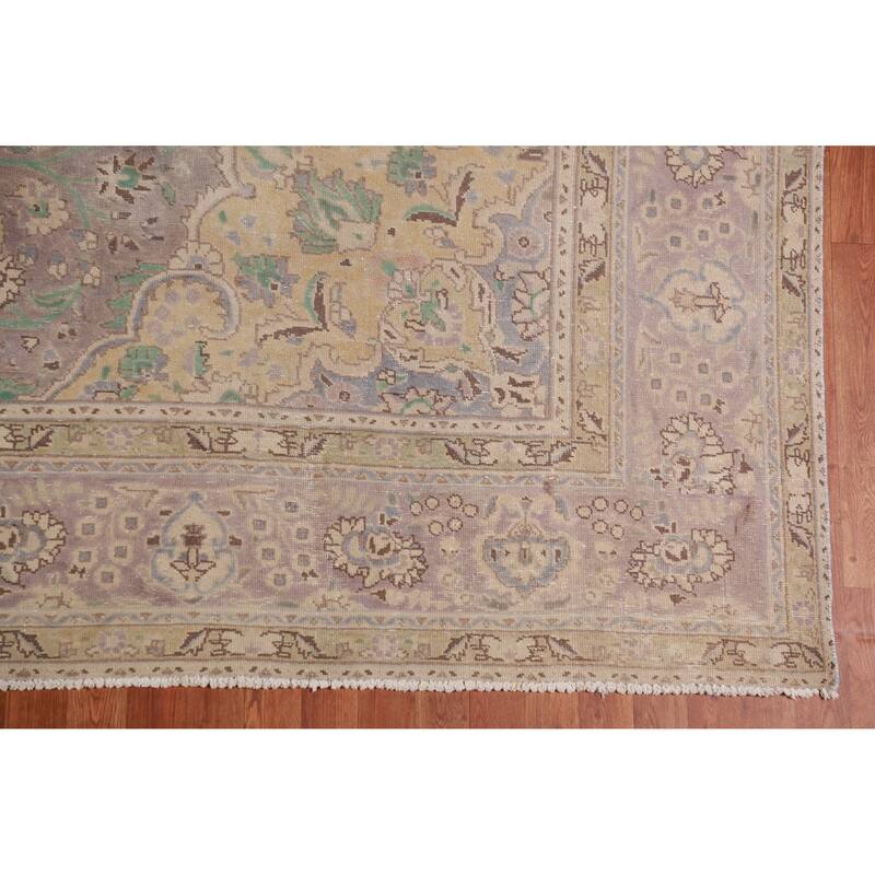 Tabriz Persian Vintage Rug Handmade Wool Carpet - 10'1" x 12'11"