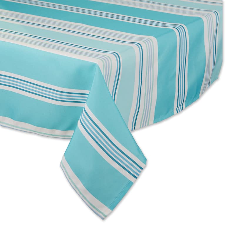 DII Beach House Stripe Print Outdoor Tablecloth With Zipper 60 Round