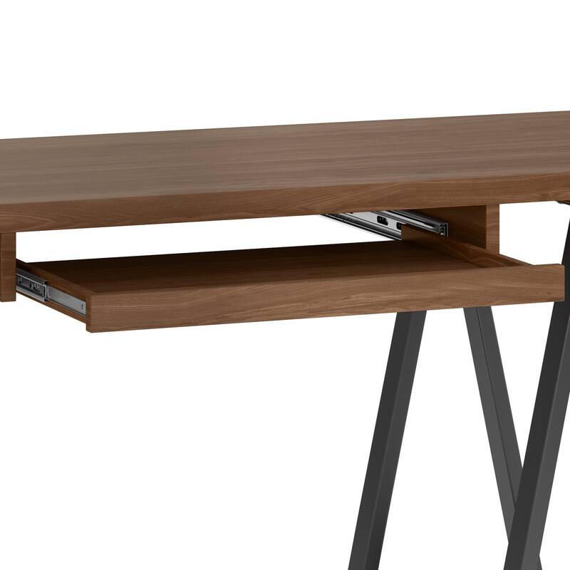 WYNDENHALL Hawkins Industrial 60 inch Wide SOLID WALNUT WOOD and Metal Desk in Walnut