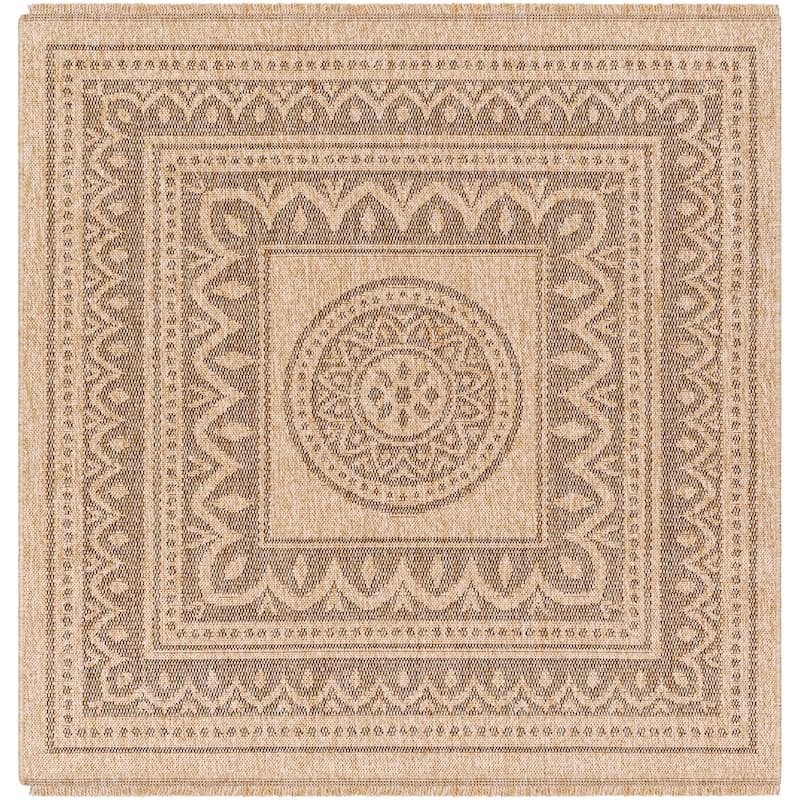 Encore Farmhouse Medallion Indoor/Outdoor Area Rug - 7'10" Square - Gray/Tan