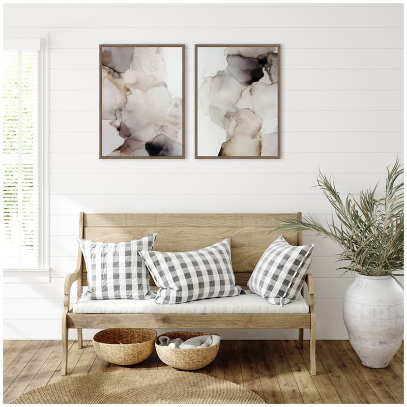 Kate and Laurel Smoke No. 1 & No. 2 2 Piece Framed Canvas Wall Art Set by Amy Lighthall