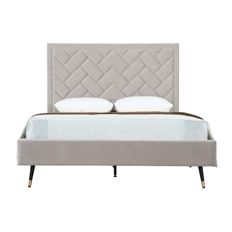 Manhattan Comfort Crosby Velvet Upholstered Bed