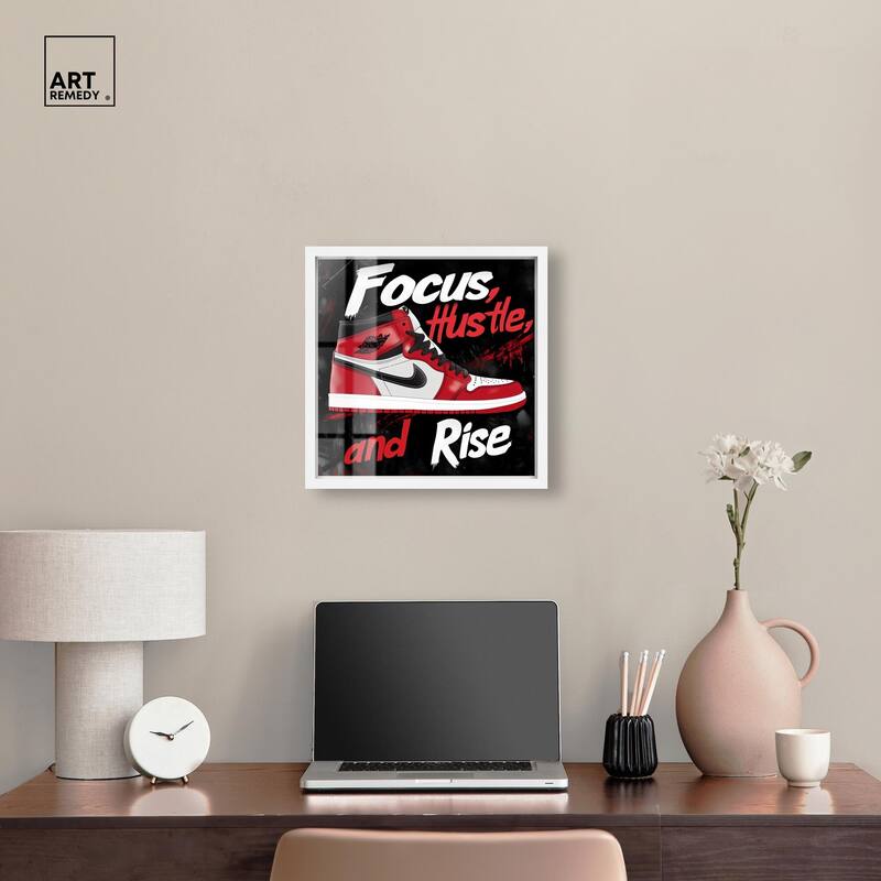 Hustle and Rise Sneaker Red Shadowbox by Art Remedy
