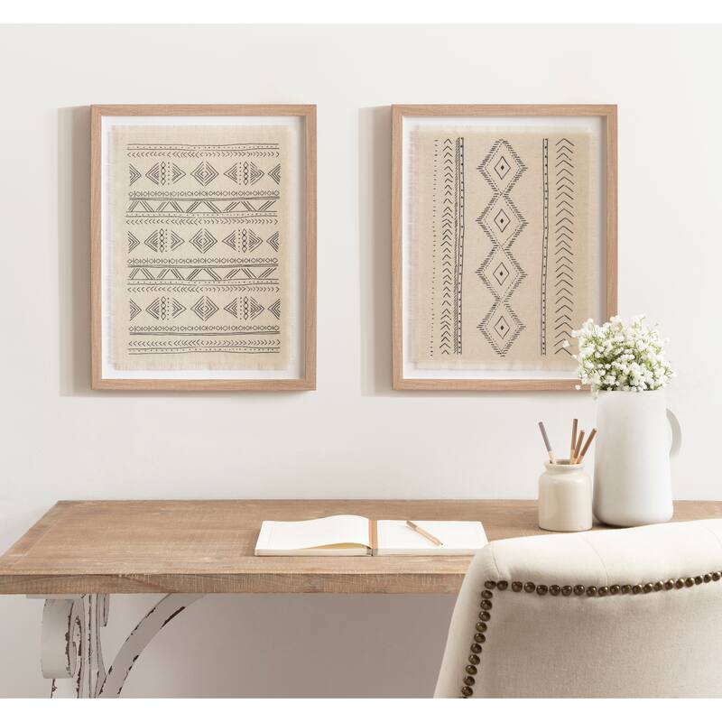 Kate and Laurel Samori Framed Textile Art Set
