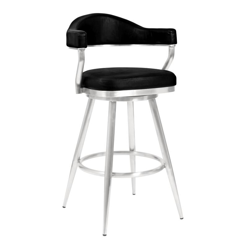 Justin Upholstered Bar or Counter Height Chair Swivel Barstool with Arms