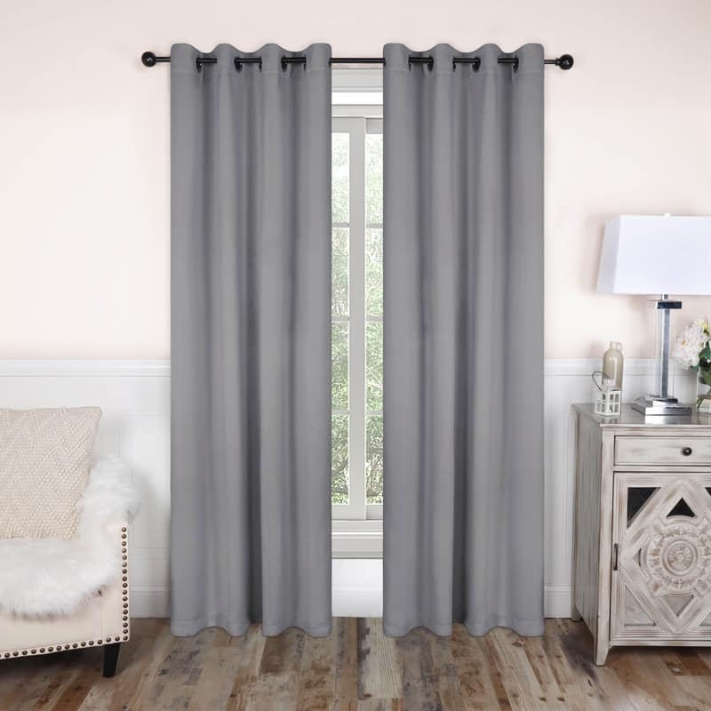 Superior Modern Solid Washable Room Darkening Curtains, Set of 2 Panels - 2PC- 52" x 84" - Silver