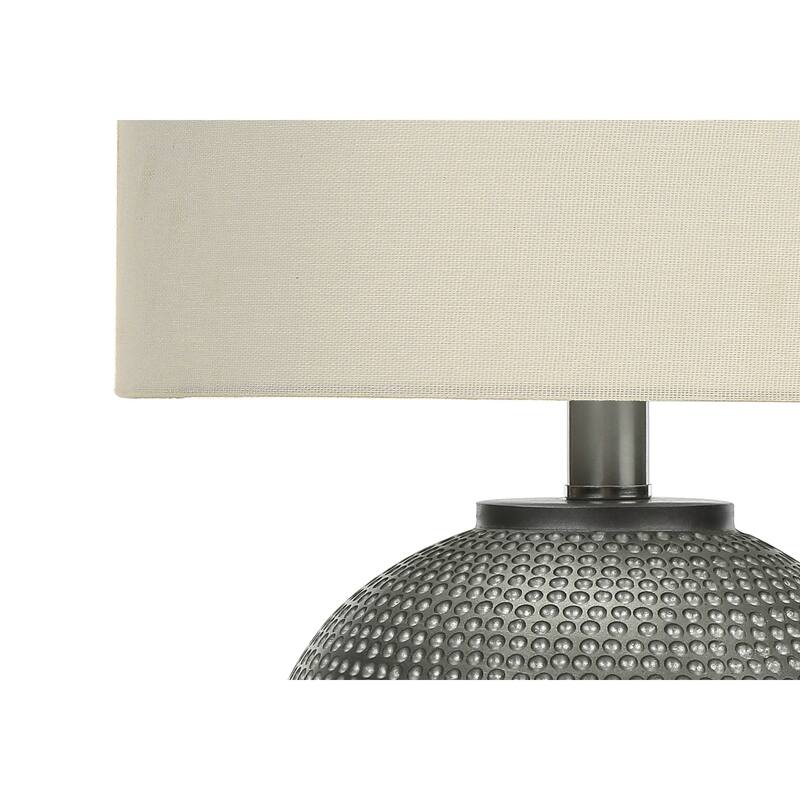 Lighting, 19"h, Table Lamp, Grey Resin, Ivory / Cream Shade, Modern
