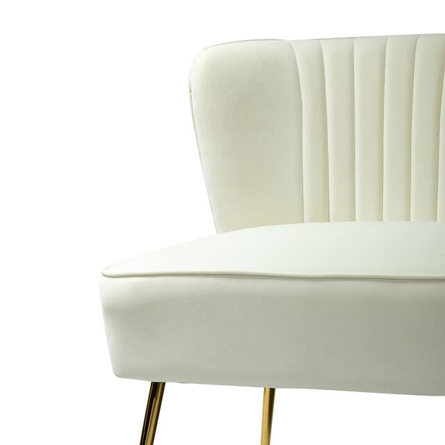 HULALA HOME Monica Modern Velvet Tufted Loveseat with Metal Legs